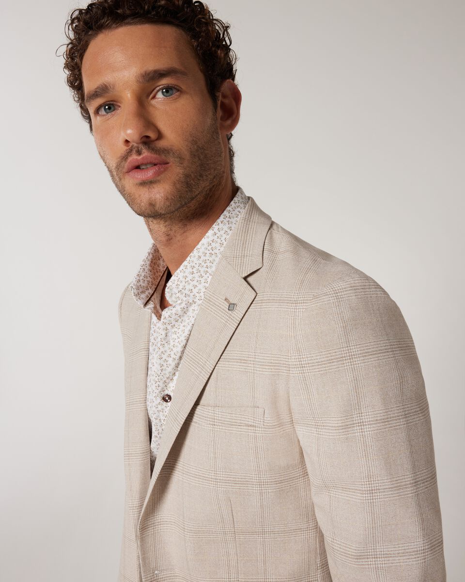 Slim Stretch Prince Of Wales Lightweight Tailored Jacket